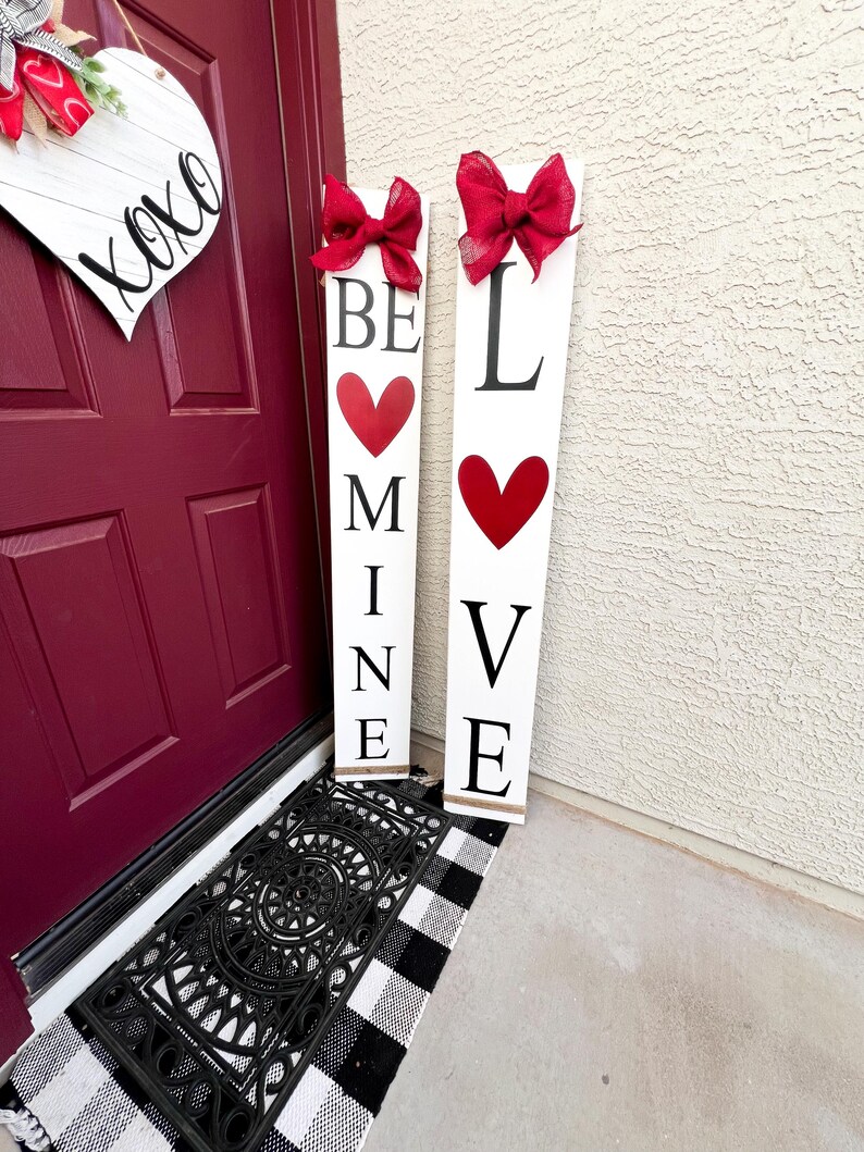 Reversible Valentine’s Day, St Patrick’s Day Porch Sign | Lucky Be Mine or Lucky Love | Wood Front Door Sign | Rustic Holiday Decor image 4