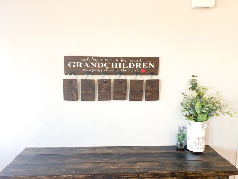 Side by side or miles apart sign Grandchildren are close to the heart sign Custom Grandparent gift Picture sign for Grandparents