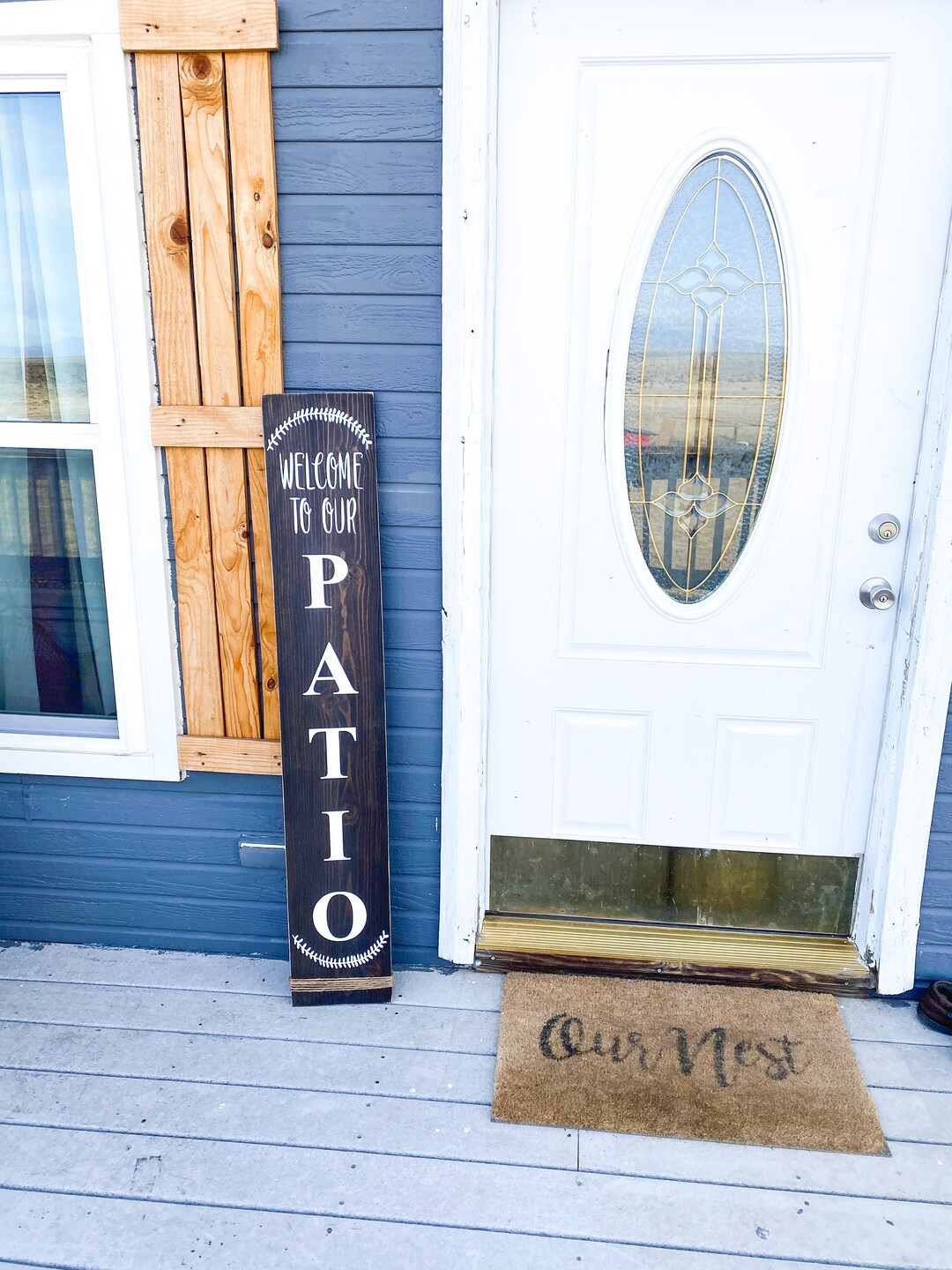 Welcome to Our Patio Sign: Rustic Wood Front Door Decor - Etsy