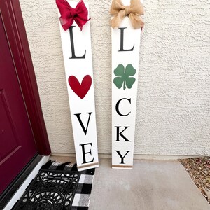 Reversible Valentine’s Day, St Patrick’s Day Porch Sign | Lucky Be Mine or Lucky Love | Wood Front Door Sign | Rustic Holiday Decor image 7