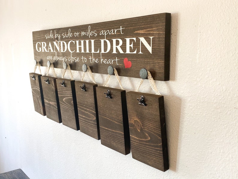 Side by side or miles apart sign Grandchildren are close to the heart sign Custom Grandparent gift Picture sign for Grandparents