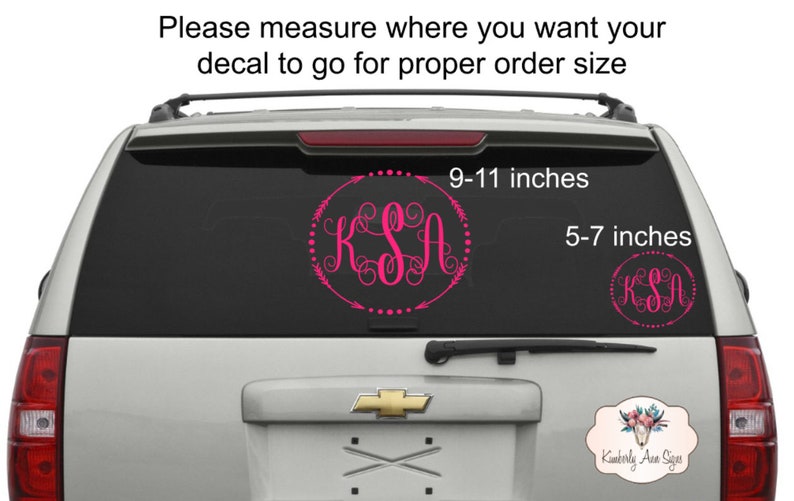 Initial decal for back windshield of your vehicle Custom Etsy