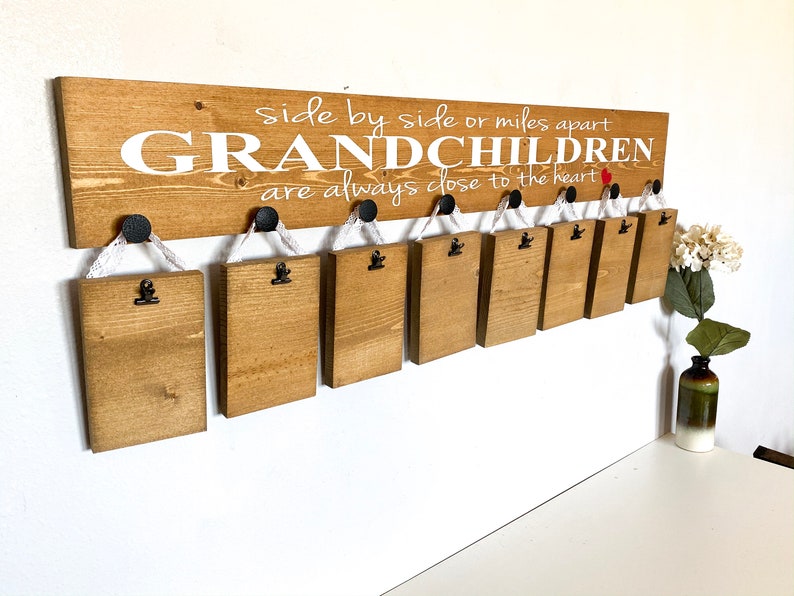 Side by side or miles apart sign Grandchildren are close to the heart sign Custom Grandparent gift Picture sign for Grandparents