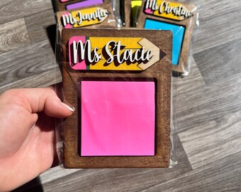 Teacher gift sticky note holder / Personalized Teacher name gift / End of the year gift / Teacher appreciation / Custom / Gift from student