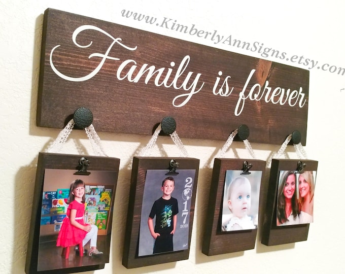 Family is Forever Wood Sign / Picture Frame Wooden Sign / Home Etsy