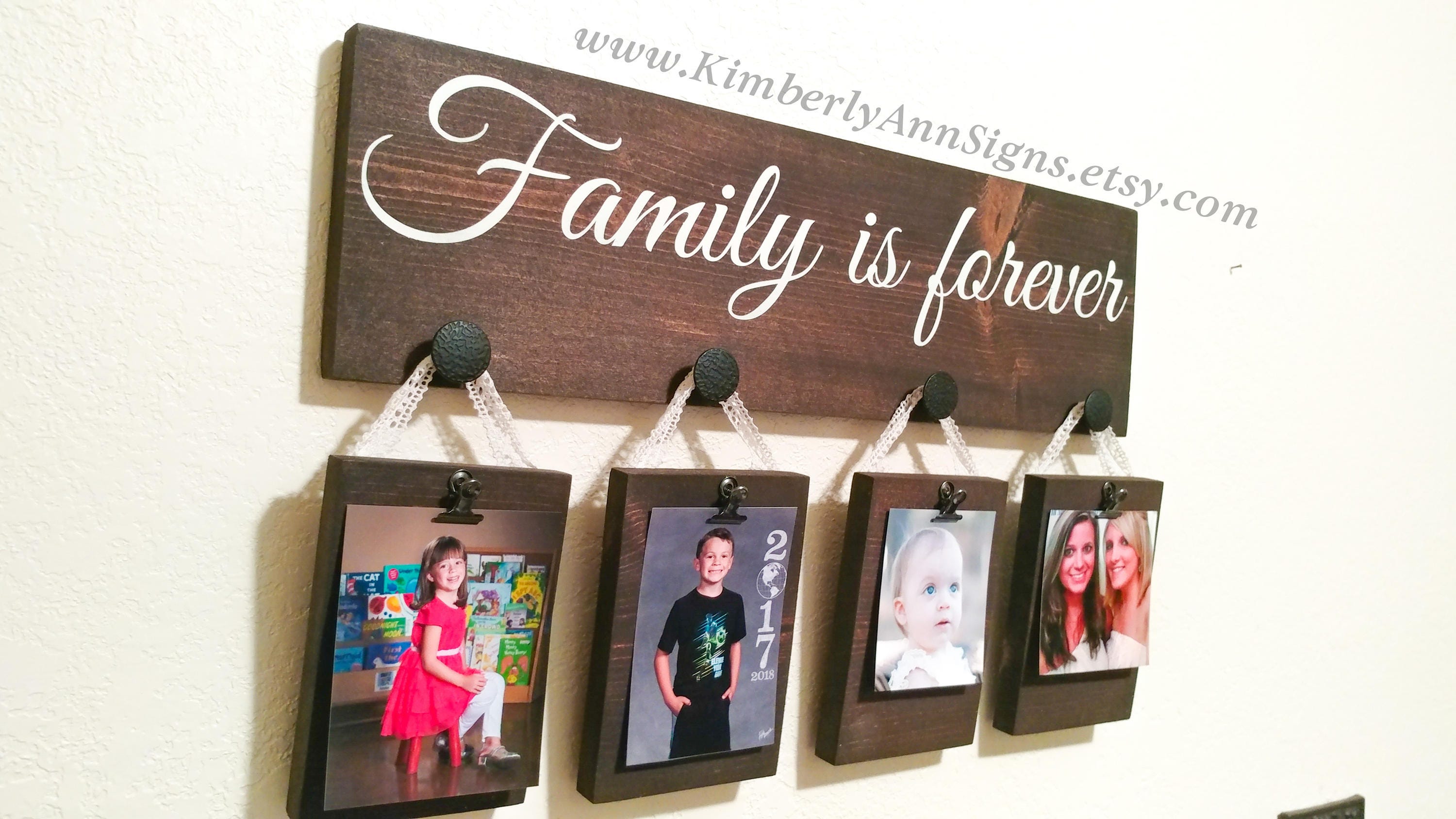 Family Display Sign Personalized Family Photo Display Sign, Wooden Picture Hanger - Etsy