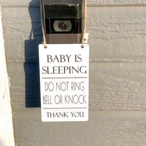 Baby is sleeping do not ring bell or knock door sign / Ring doorbell sign / Small baby sleeping don&#39;t disturb sign for ring doorbell sign