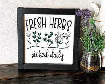 Handcrafted Plaque // Sign Herbs Farm Truck Farmhouse Fresh Picked Garden