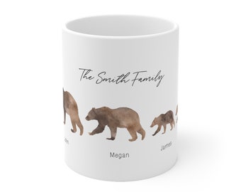 Bear Family Mug, Personalized Family Mug, Father's Day Gift, Gifts for Dad, Custom Father's Day Mug