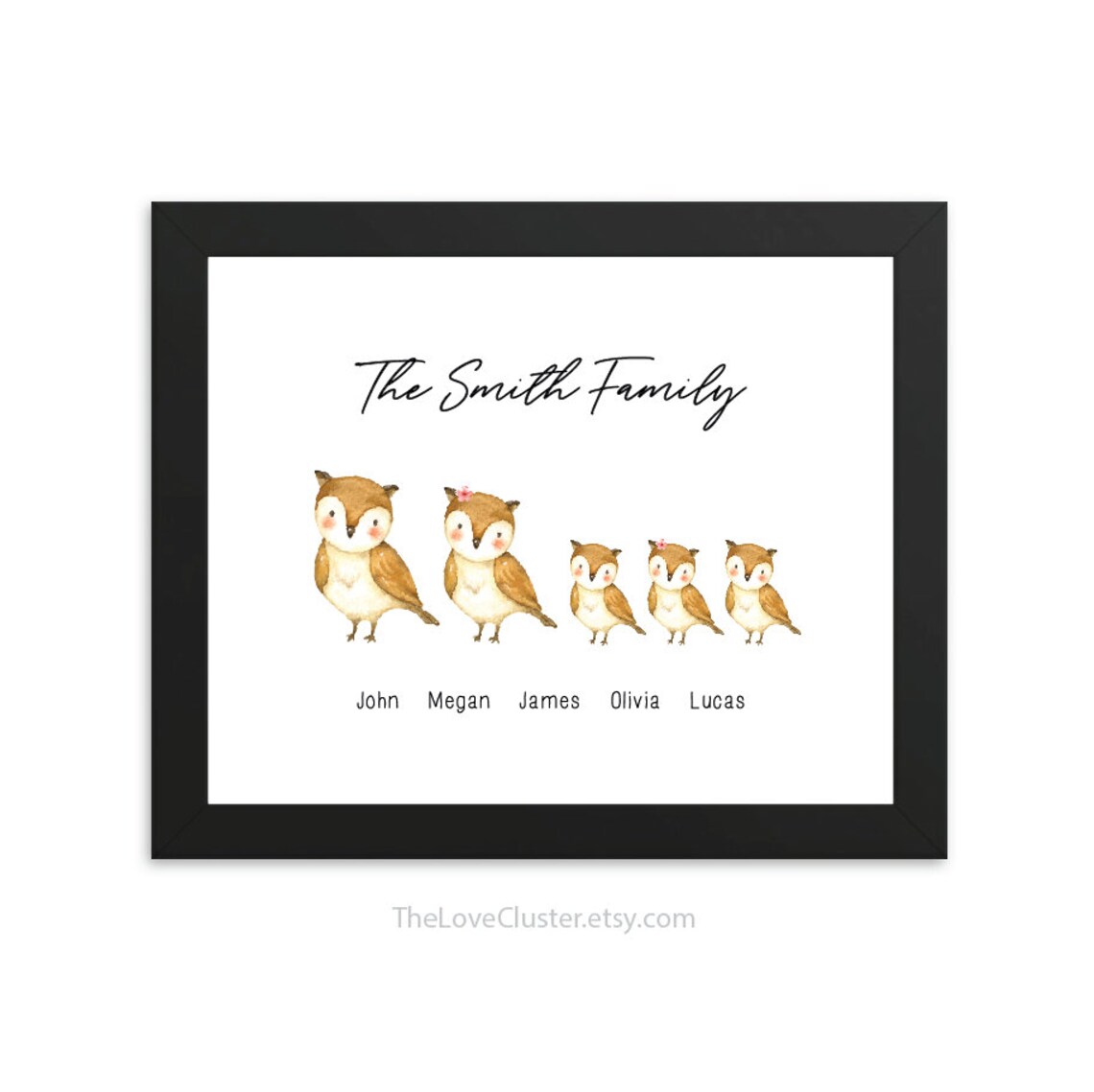 Owl Print Personalized Family Print Owl Family Wall Art - Etsy