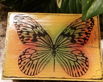 Hand Crafted Wooden Box Beautiful  Butterfly, Jewelry, Tooth fairy box, Baby box, trinket box, Playing Card Box,Memory Box