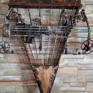 Archery Bow Rack, Wall Mounted, Bow Rack, Rusted Wood Bow Rack,Bow Holder, Hunting  Archery, Bow & Arrow Wall Holder, Storage Rack for Bow