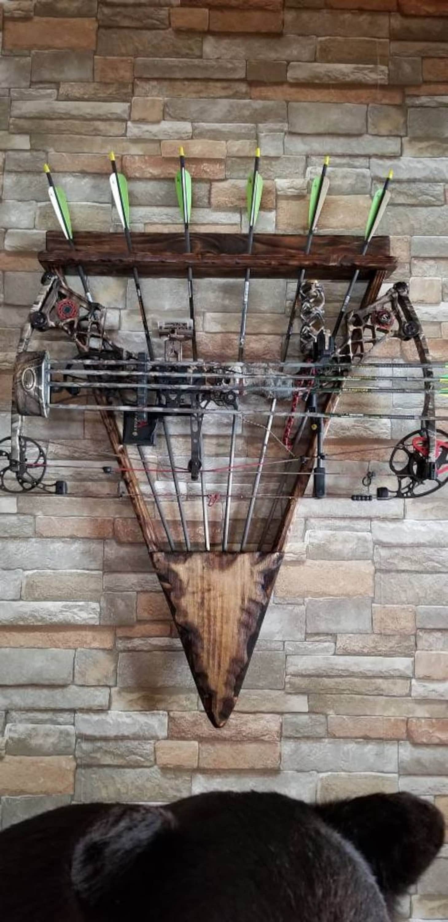 Archery Bow Rack Wall Mounted Bow Rack Rusted Wood Bow Etsy