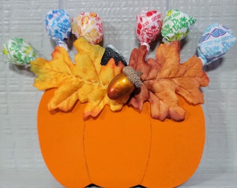 Wooden Fall Pumpkin Candy Lollipop Sucker Holder