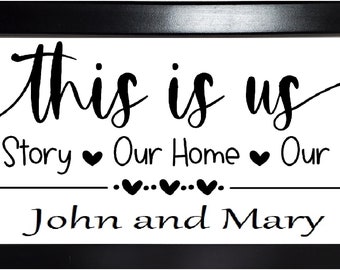 This Is Us, Our Story, Our Home, Personalized Engraved Sign, Wedding Gift, Anniversary Gift, Family Sign, 26.5 x 13 Framed, Surname Sign