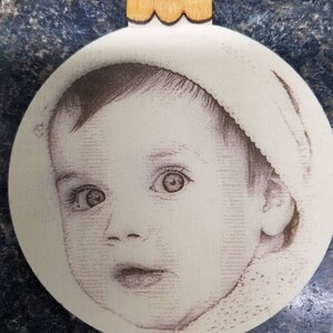 Engraved Photo on Wood Christmas Ornament, Personalized  Picture, Keepsake, Baby Picture, 1st Christmas, Dog Picture Ornament
