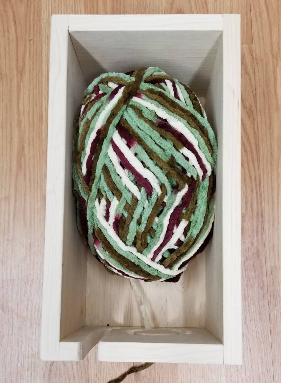 Stained Wooden Yarn Box With Lid Personalized Yarn Storage Etsy