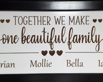Personalized Family Name Sign, Engraved Fireplace Mantel Decor, Blended Family Gift