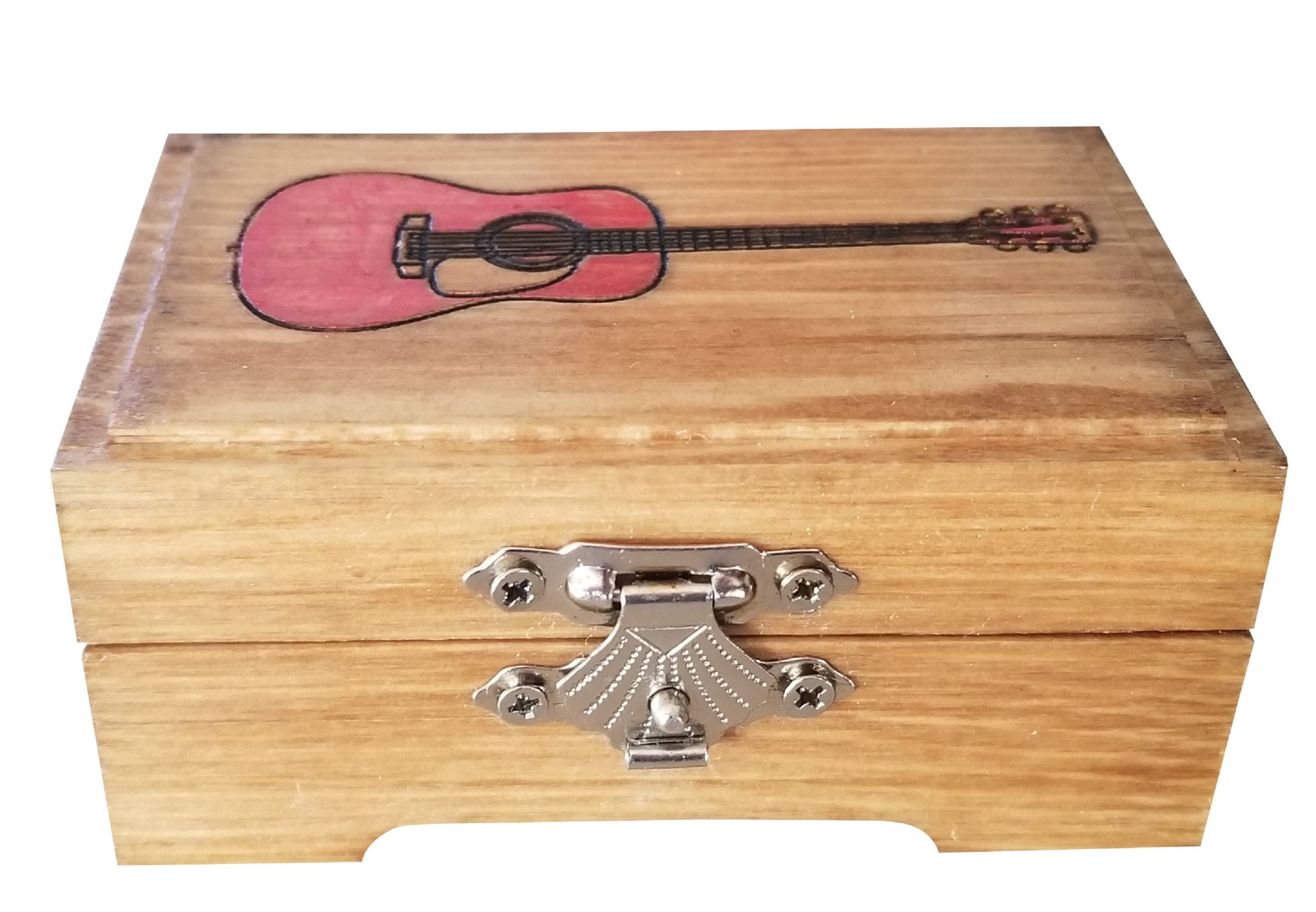 MUPOO Guitar Picks Holder Wooden Square Box for Picks Storage 