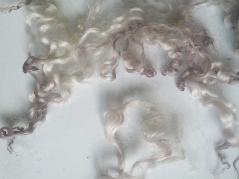 whitewater loose fibre ethically farmed pale brownsilver curly wool doll makingfelting hair 10g teeswater x white faced dartmoor