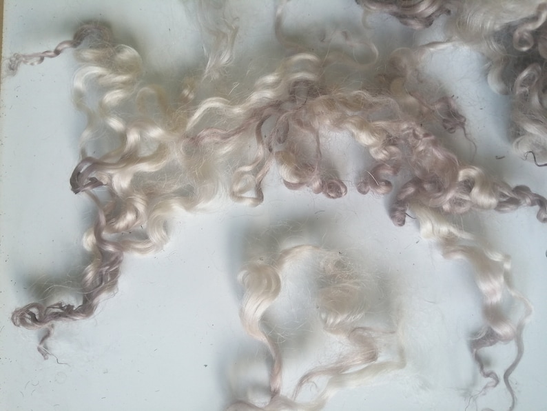 whitewater loose fibre ethically farmed pale brownsilver curly wool doll makingfelting hair 10g teeswater x white faced dartmoor
