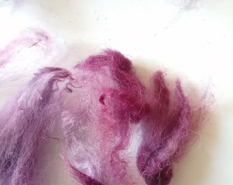 Purple pink mix colours Alpaca fibre, 10g, fluffy cloud, spinning, felting, knitting, craft, fibre art