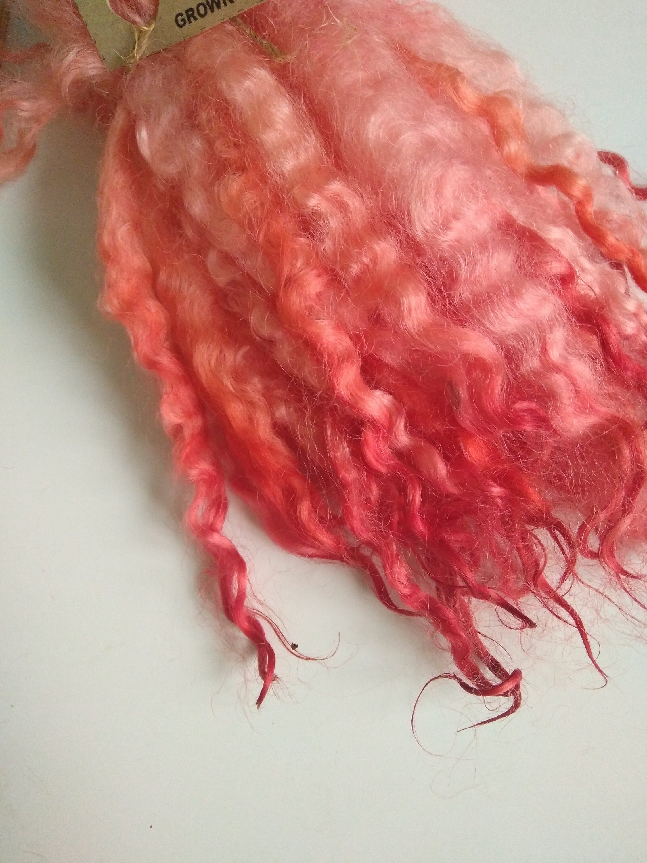1 Oz Curly Felting Locks, 3-5 Inch Hand-Dyed Wool Ghana