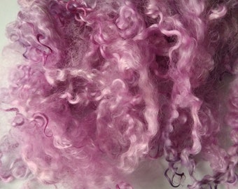 Light pink and purple teeswater loose curly wool 10g, 100% hand processed & dyed, perfect for crafting projects and accenting, felting