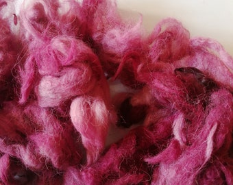 Raspberry mix colours Alpaca fibre, 10g, fluffy cloud, spinning, felting, knitting, craft, fibre art