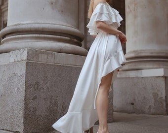 Bardot drape maxi dress in ivory - Size UK10 M — WedMeVogue