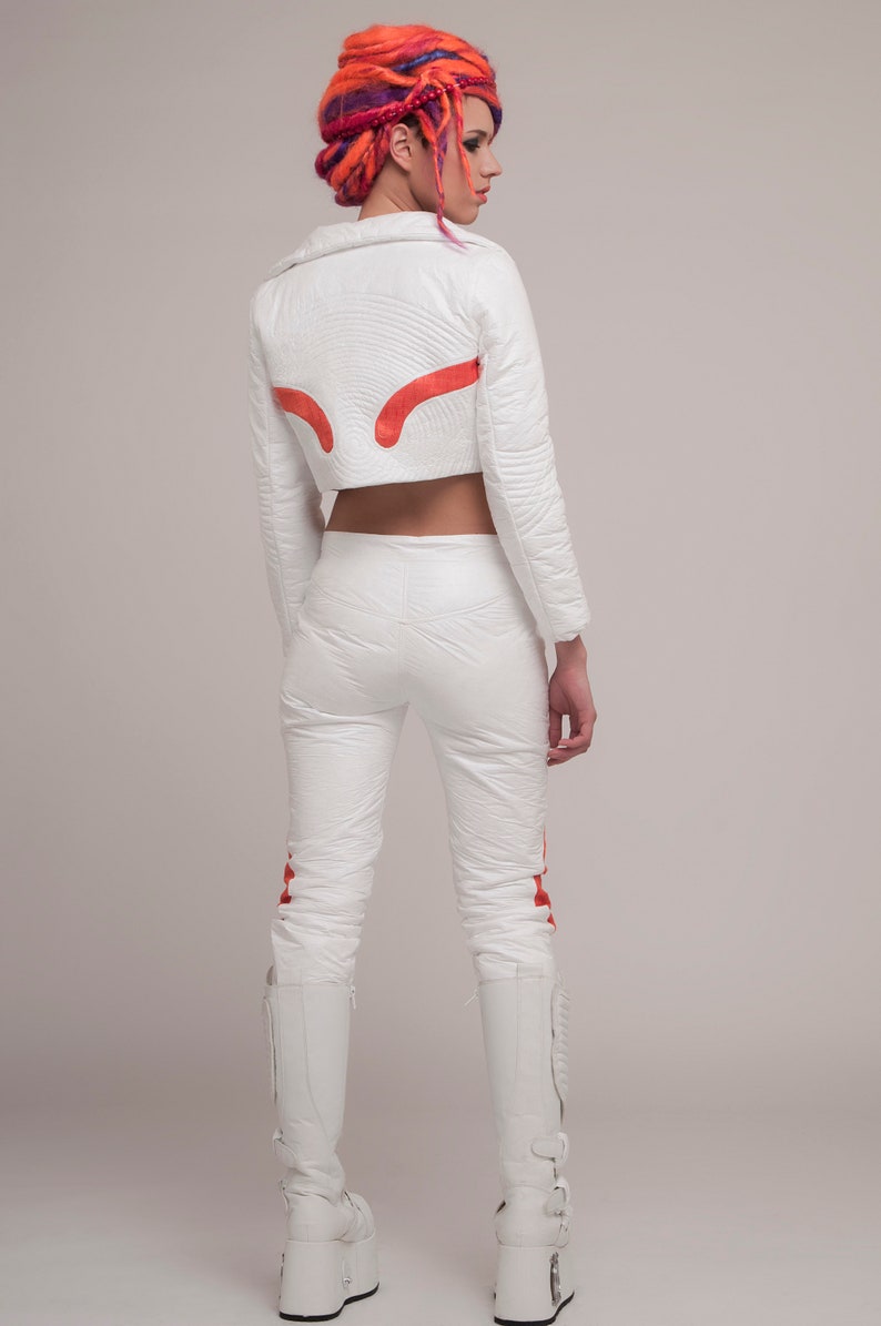 Psychedelic clothing Post apocalyptic Burning man costumes Psy Trance Astronaut White Pants Rave Clothing