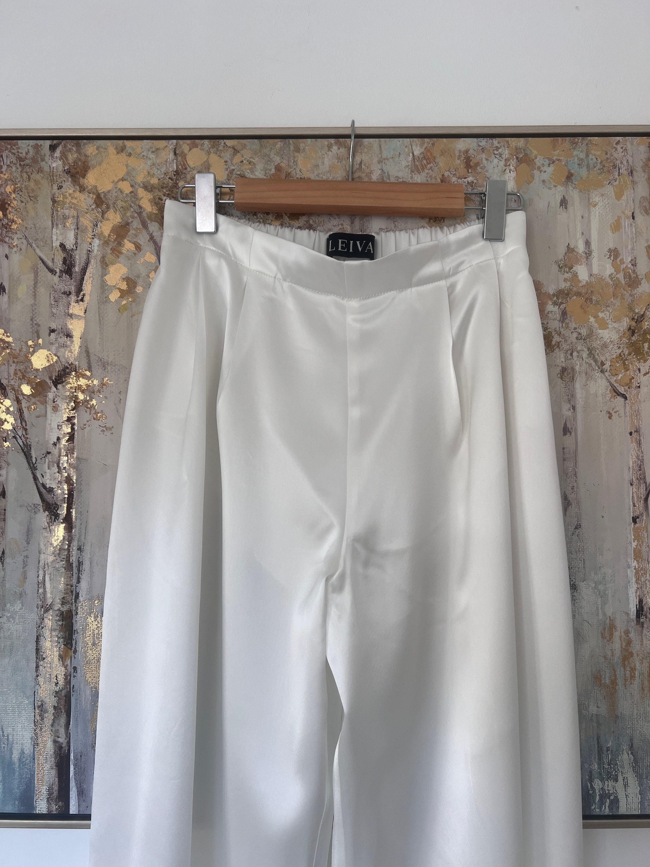 Louis Vuitton Supreme Collaboration Jacquard Silk Pajama Pants Size 42 White Rayon67% Silk33%