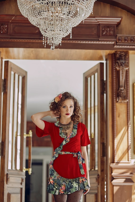 Red mini cheap summer dress