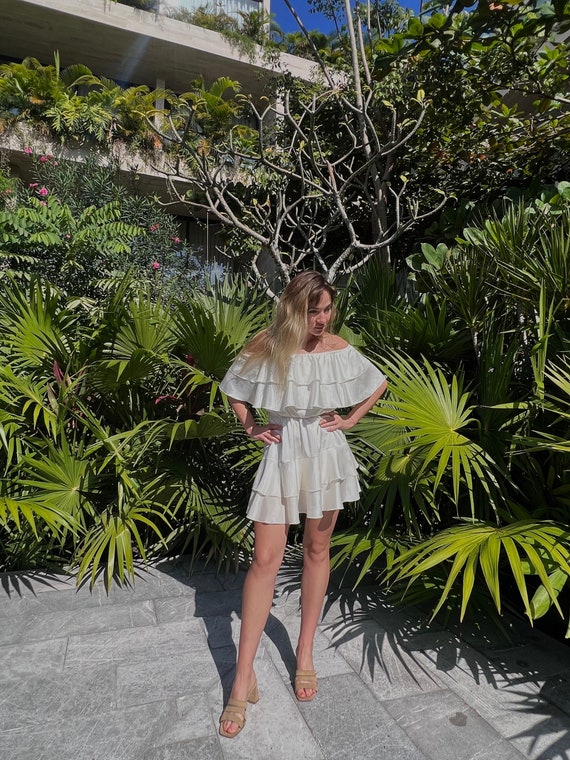 White bardot summer dress sales