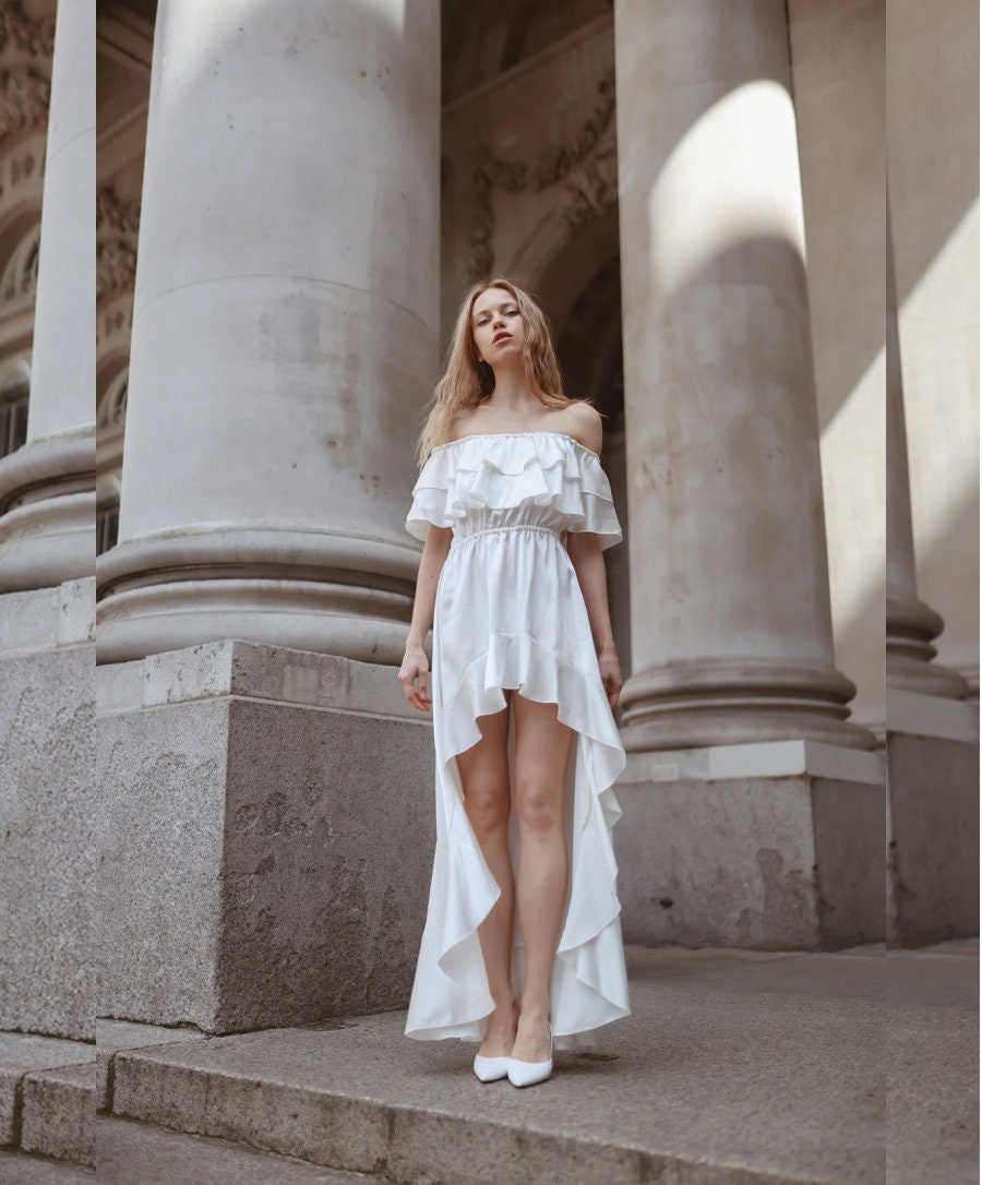 white high low dress