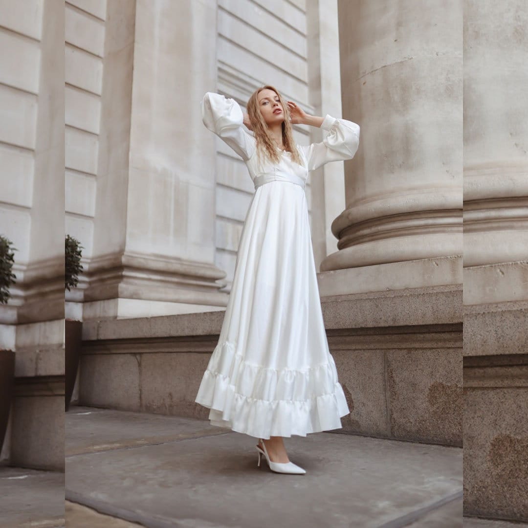 white long sleeve maxi dress