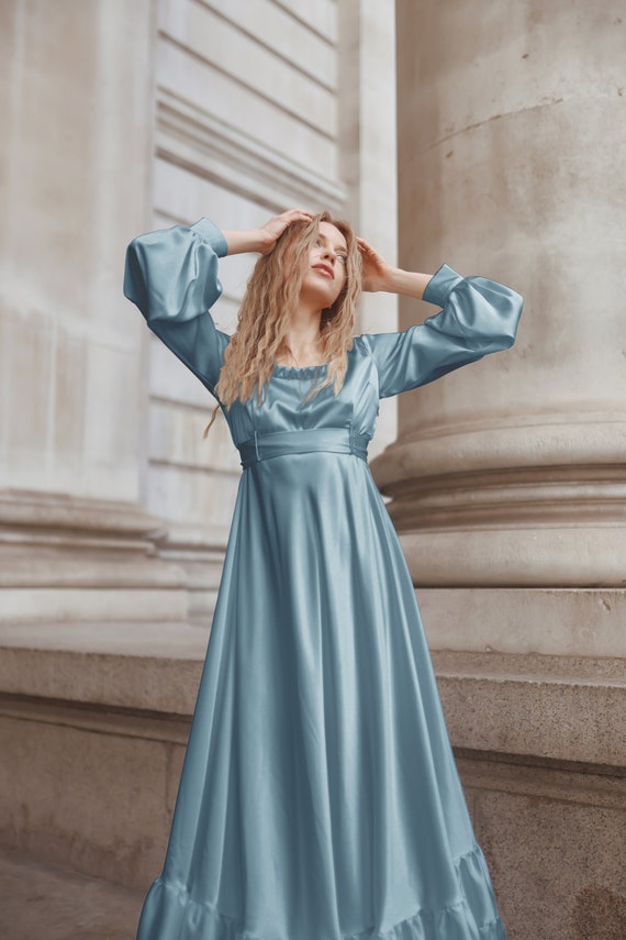 Sky Blue Silk Dress