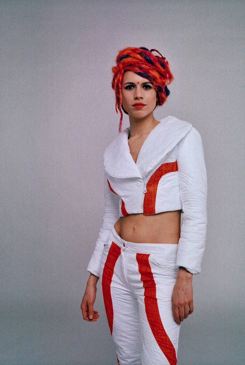 Psychedelic clothing Post apocalyptic Burning man costumes Psy Trance Astronaut White Pants Rave Clothing