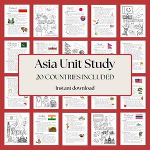 Asia Unit Study With Coloring Pages For Homeschool and Teachers Asian Geography Unit 60 Pages