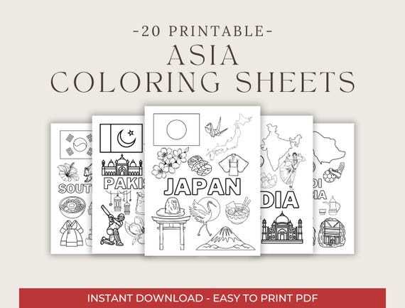 Printable Asia Countries Coloring Book Sheets For Kids Homeschool Learning And Education