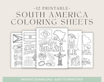 Printable South America Countries Coloring Book Sheets For Kids Homeschool Learning And Education