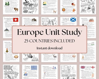 Europe Unit Study With Coloring Pages For Homeschool and Teachers Europe Geography Unit 75 Pages