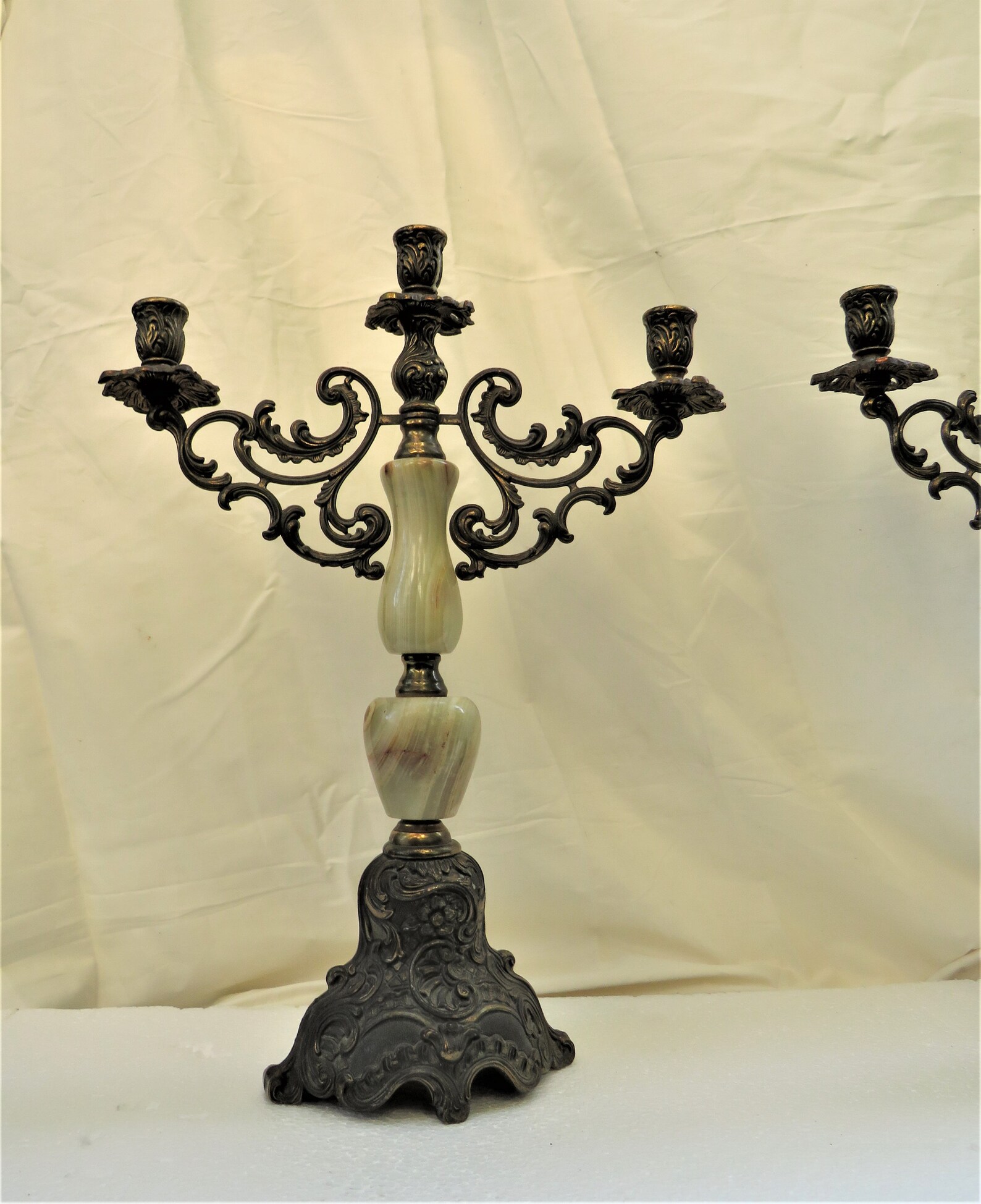 Pair alabaster brass candle holders alabaster candlesticks Etsy