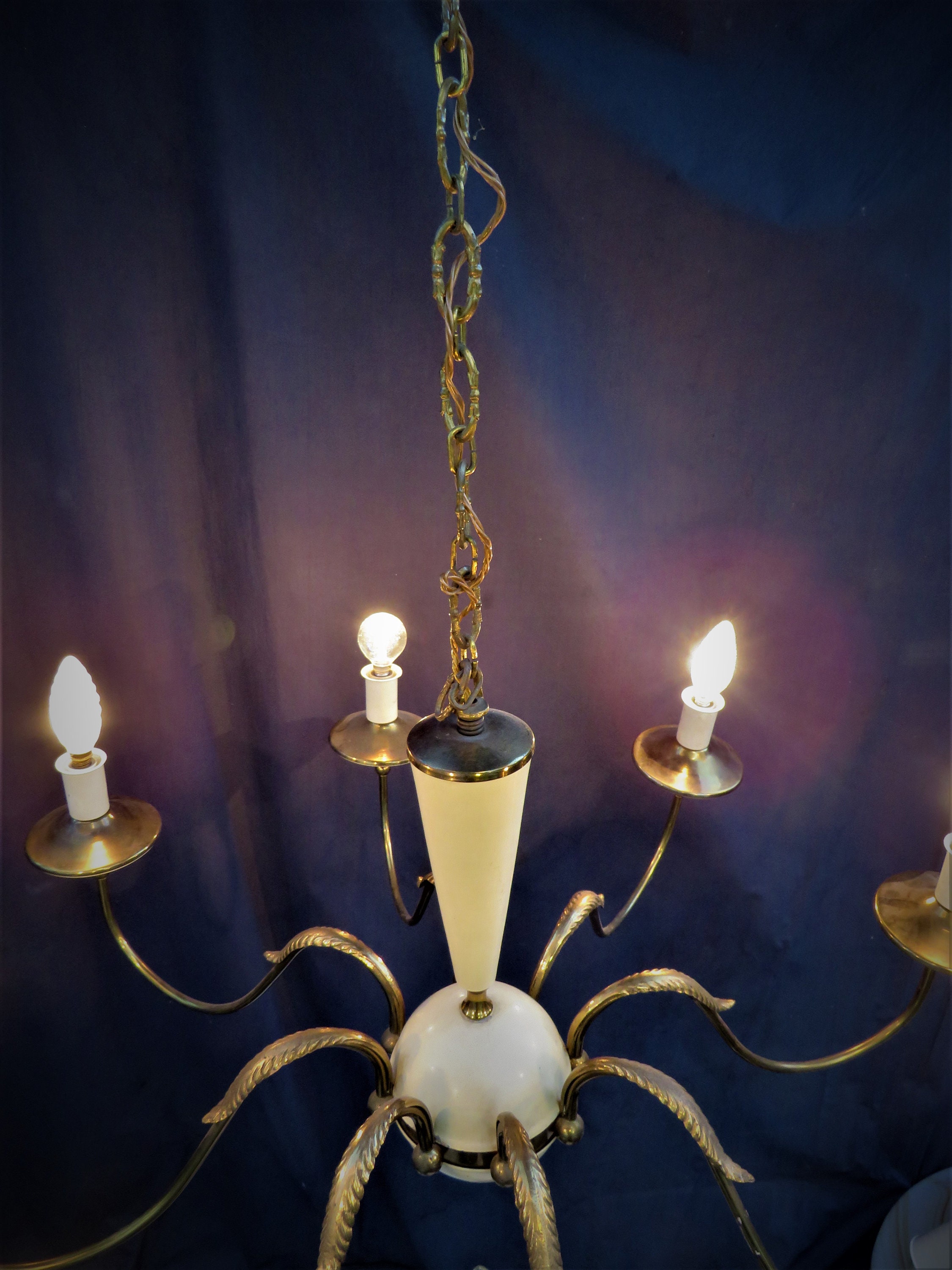 Candelabro vintage eléctrico lámpara de latón 8 bombillas | Etsy