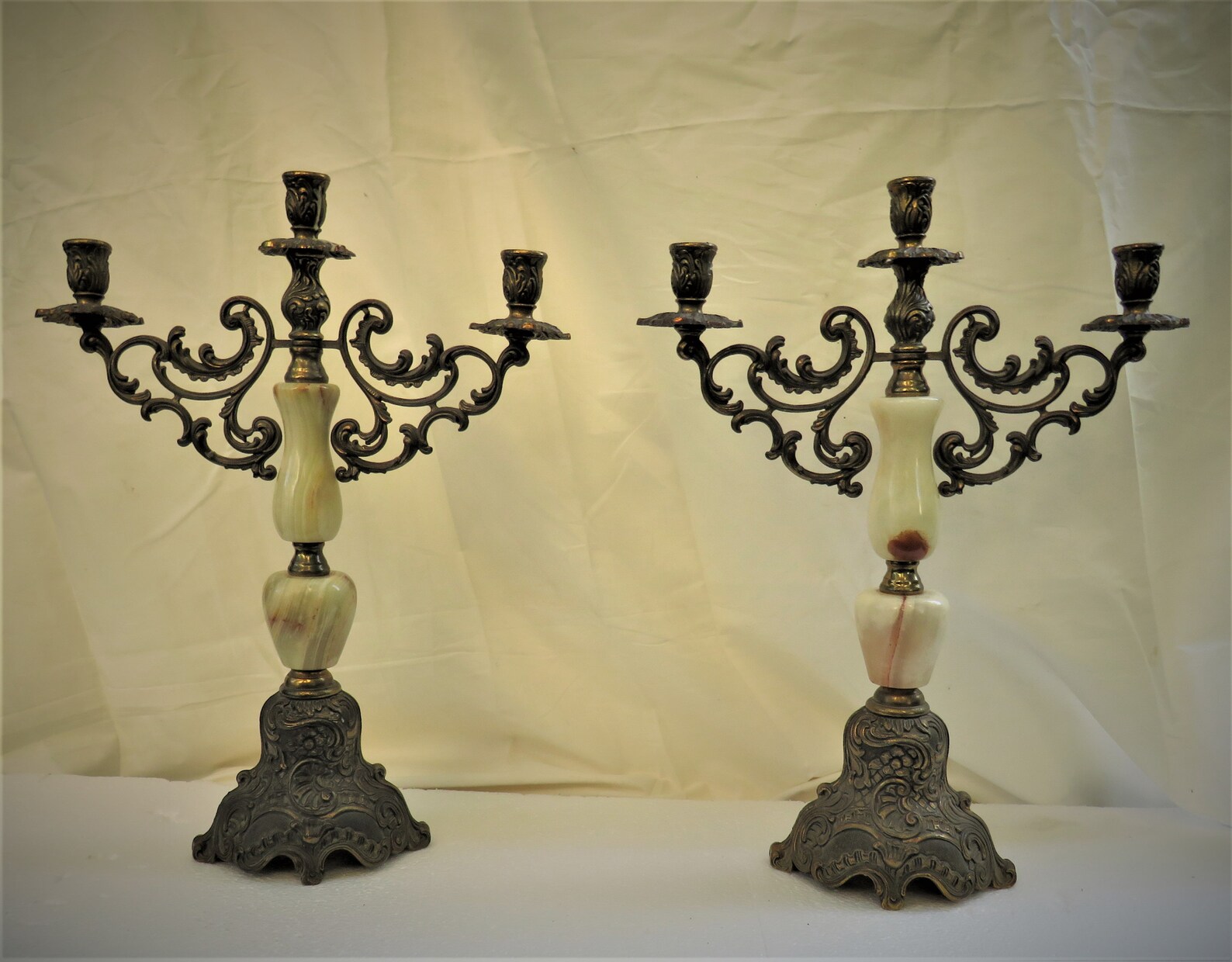 Pair alabaster brass candle holders alabaster candlesticks Etsy