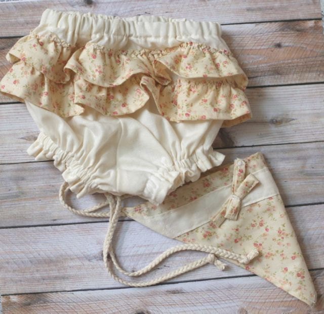 Newborn Baby Ruffle Bloomer and Headscarf Set in Cream and Etsy