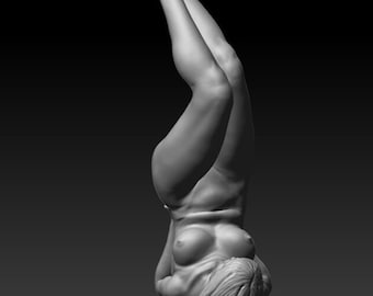 Peartree - Nude female figurine. Digital download ready for 3D printing - A realistic model of a nude woman on her back, legs up.