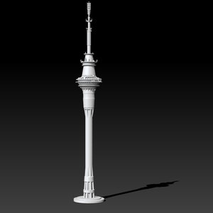 以下が含まれることがあります： ニュージーランドのオークランドにあるスカイタワーの白い模型。このタワーは人気の観光スポットであり、展望台とバンジージャンプで知られています。