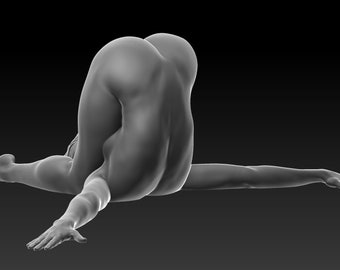 Delfina - Nude female figurine. Digital download for 3D printing - A realistic model in a yoga pose.