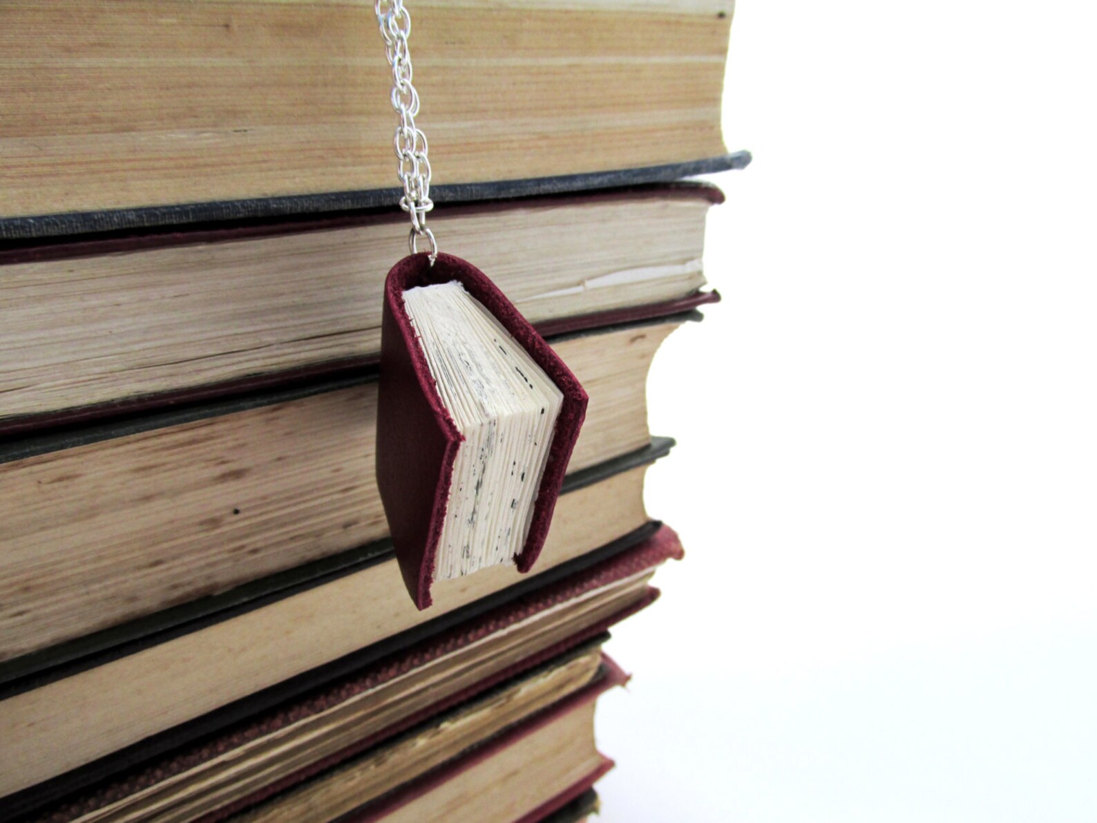 Book Necklace Mini Book Jewellery Decadent Deep Marron Etsy
